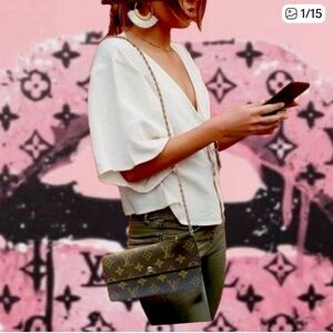 EGA Louis Vuitton Monogram Portefeiulle Sarah Long Bifold Wallet Brown/converted